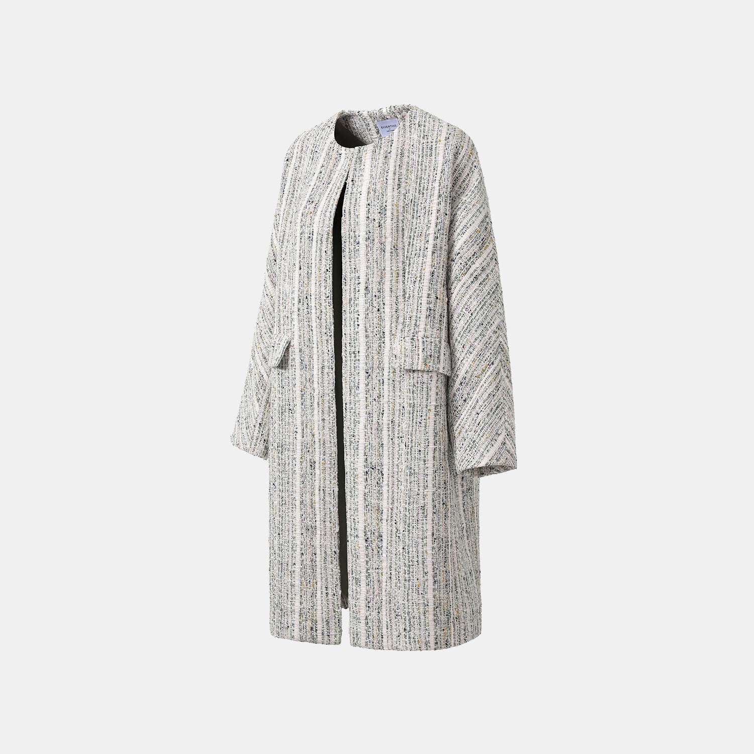 “Chelsea tea time.” 線韻肌理條織花呢蛹型大衣—Sherry de Rosée香露雪莉