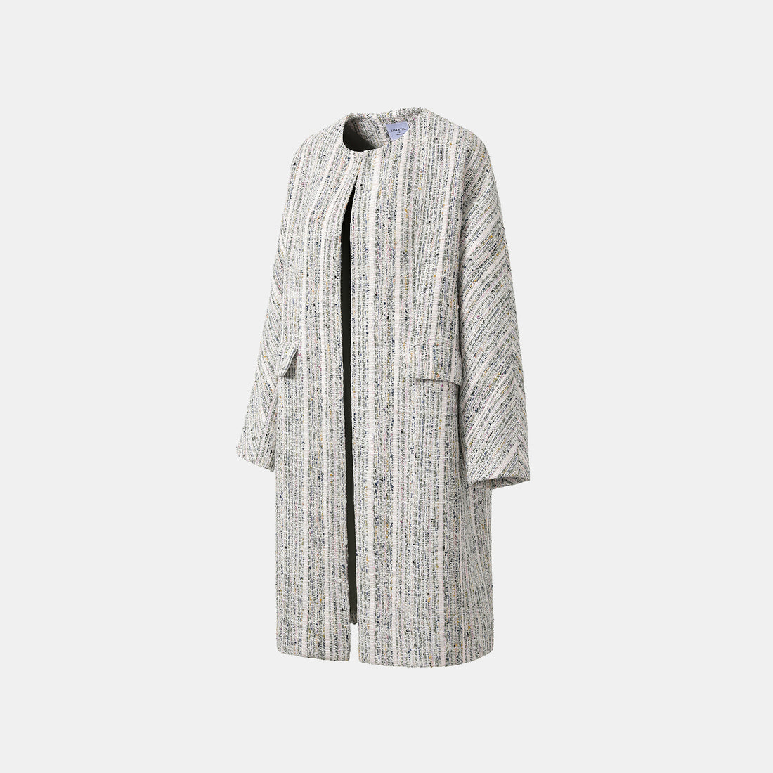 “Chelsea tea time.” 線韻肌理條織花呢蛹型大衣—Sherry de Rosée香露雪莉