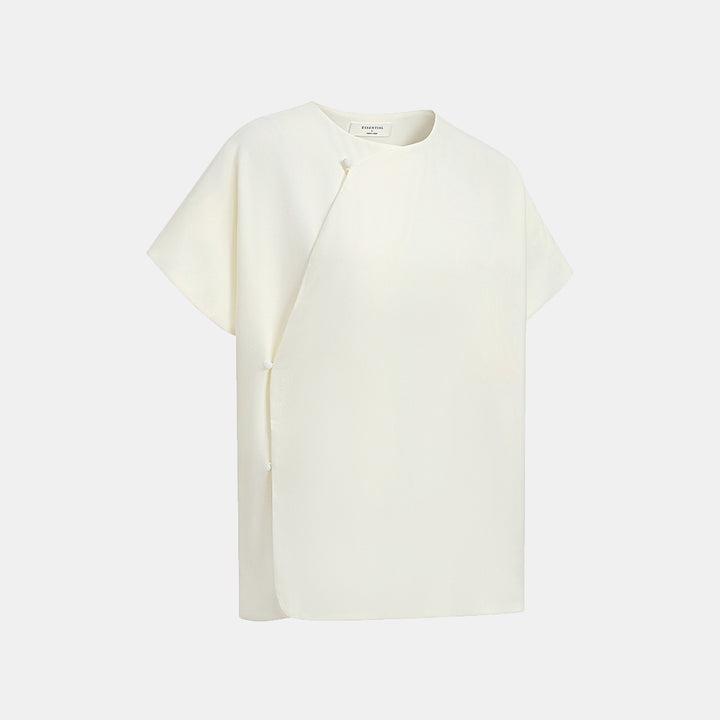 “秋意” 輕國風短袖罩衫 — 白