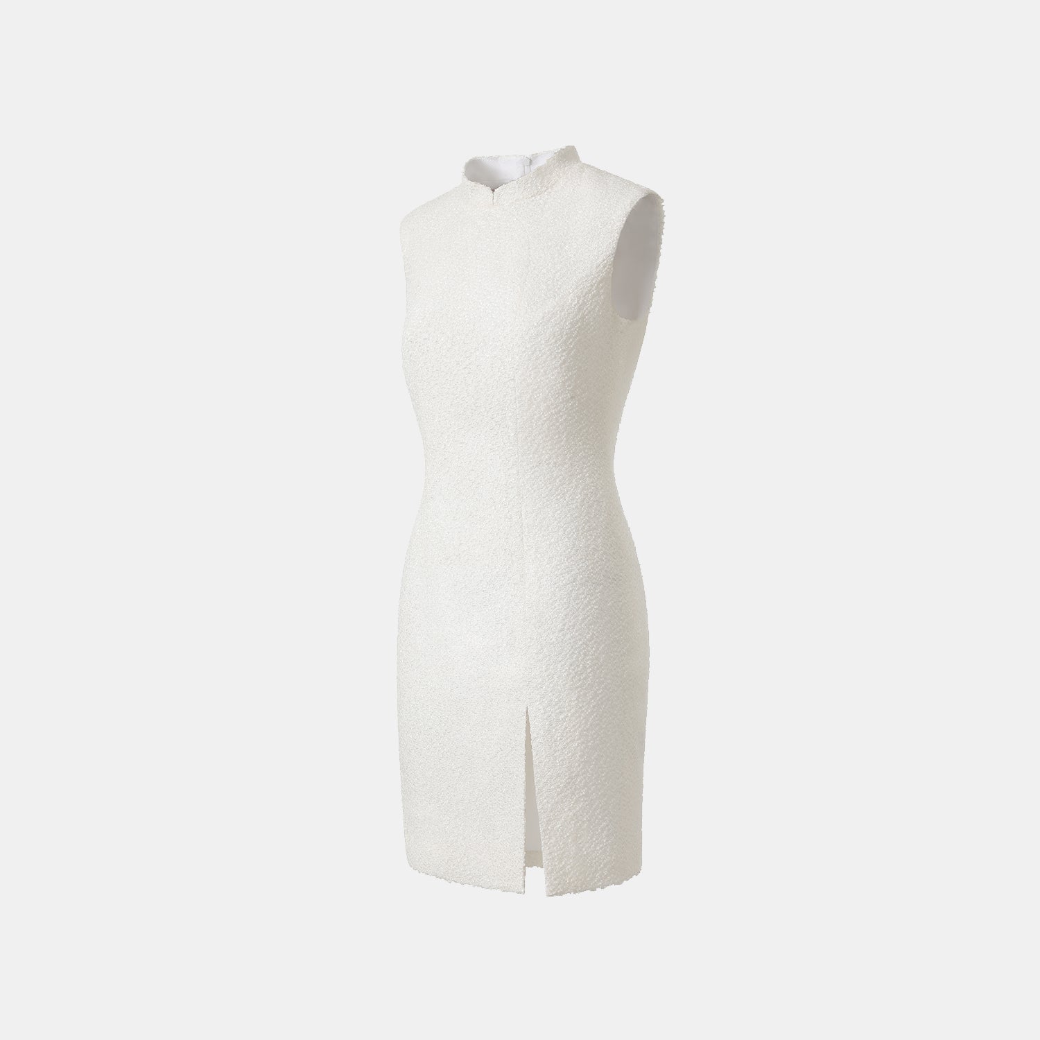 義大利特殊工藝花呢立體剪裁合身旗袍洋裝