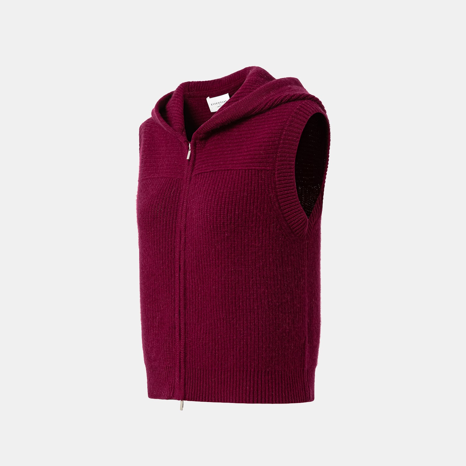 “Winter Diary” 100%Cashmere 連帽拉鏈背心—Raspberry Jam