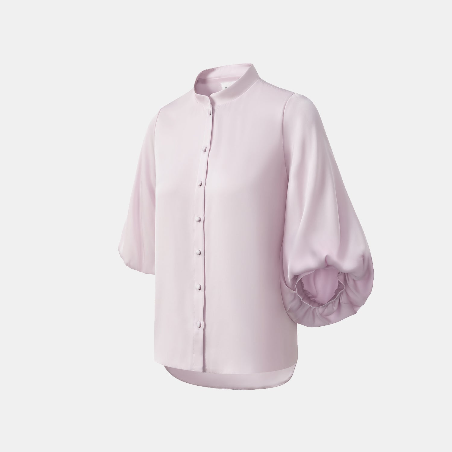 “秋意" 100% 桑蠶絲雪紡國風七分袖襯衫 — 櫻花粉