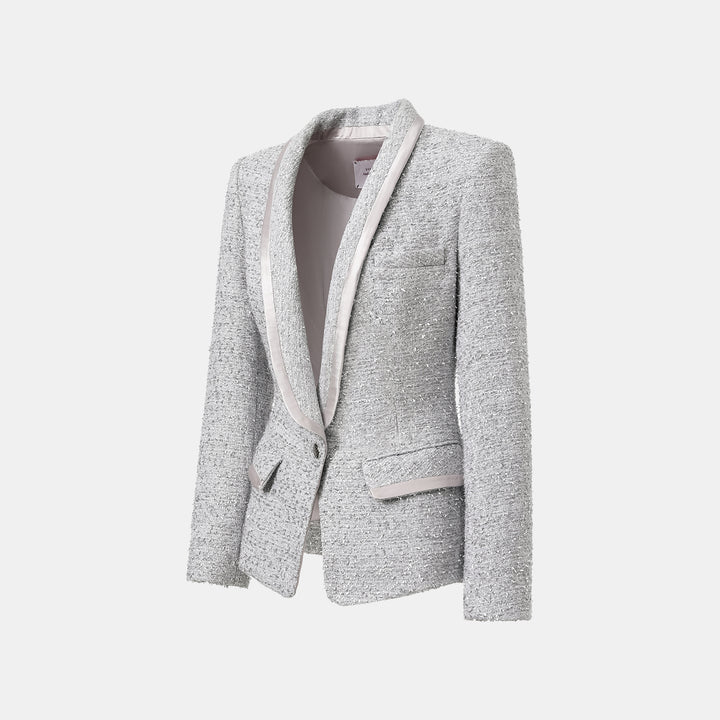 "Arcade of CherJoy Atelier." French summer light tweed three-dimensional tailored slim suit jacket 