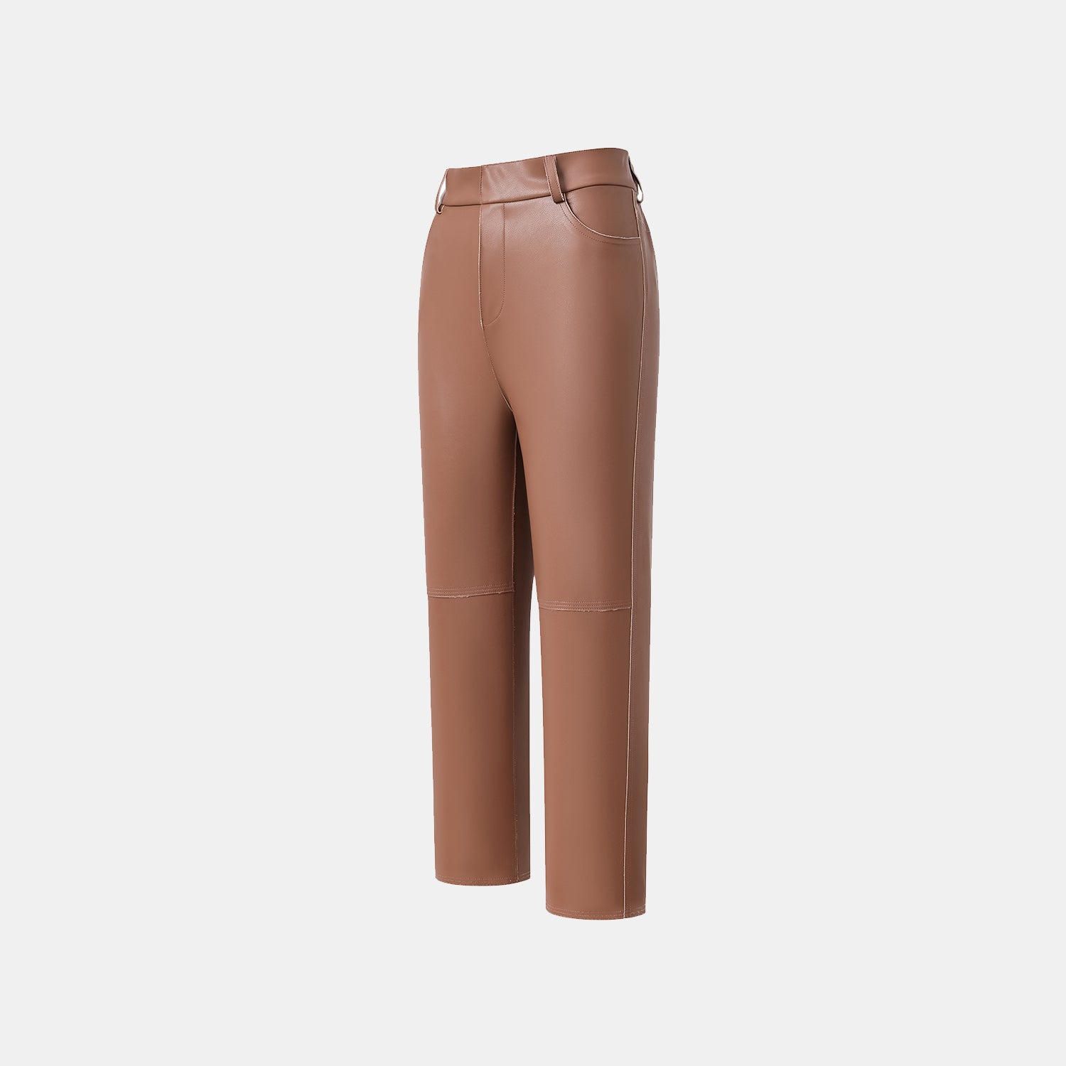 "Easy-go Chic" Vegan Leather Cropped Pants - Honey Brown 