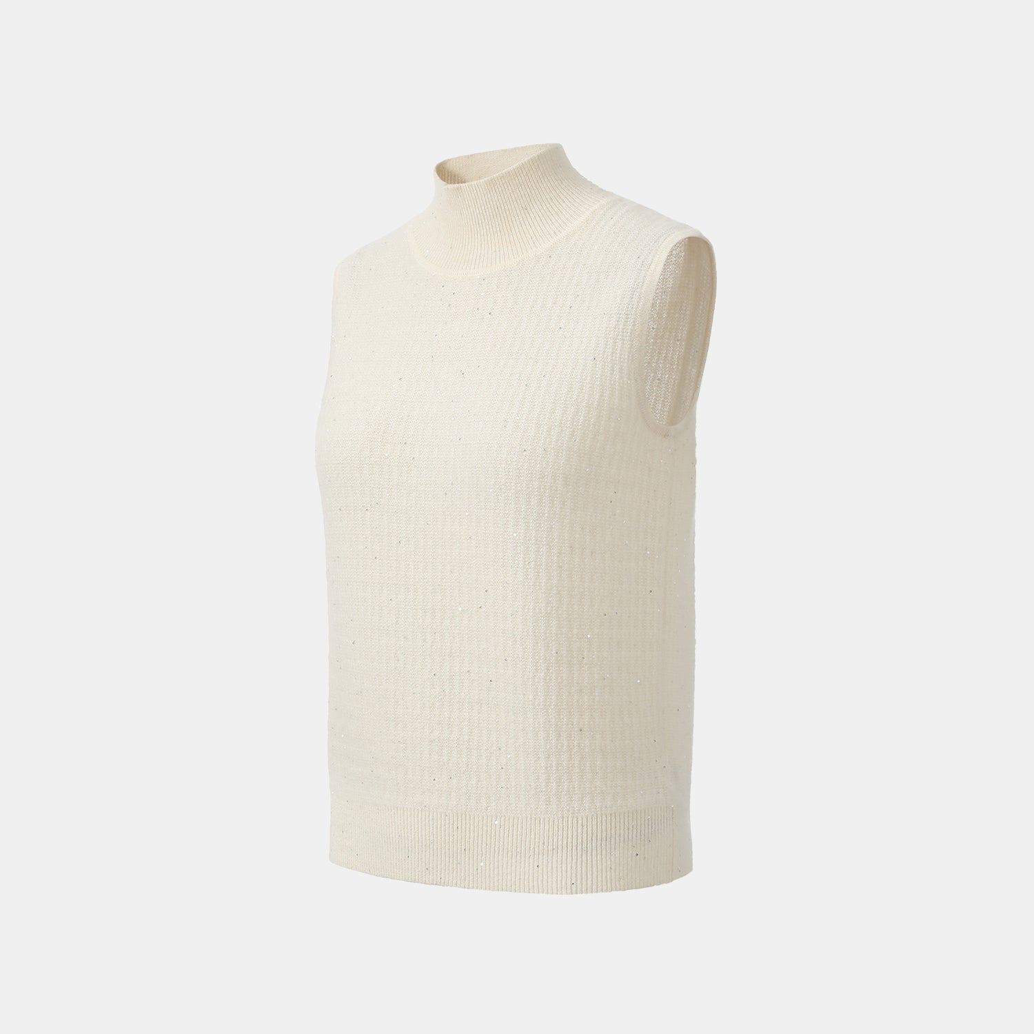 “Autumn Diary” 100% Cashmere極細絨柔星點高領針織背心—Velour Moonlight絲絨月光