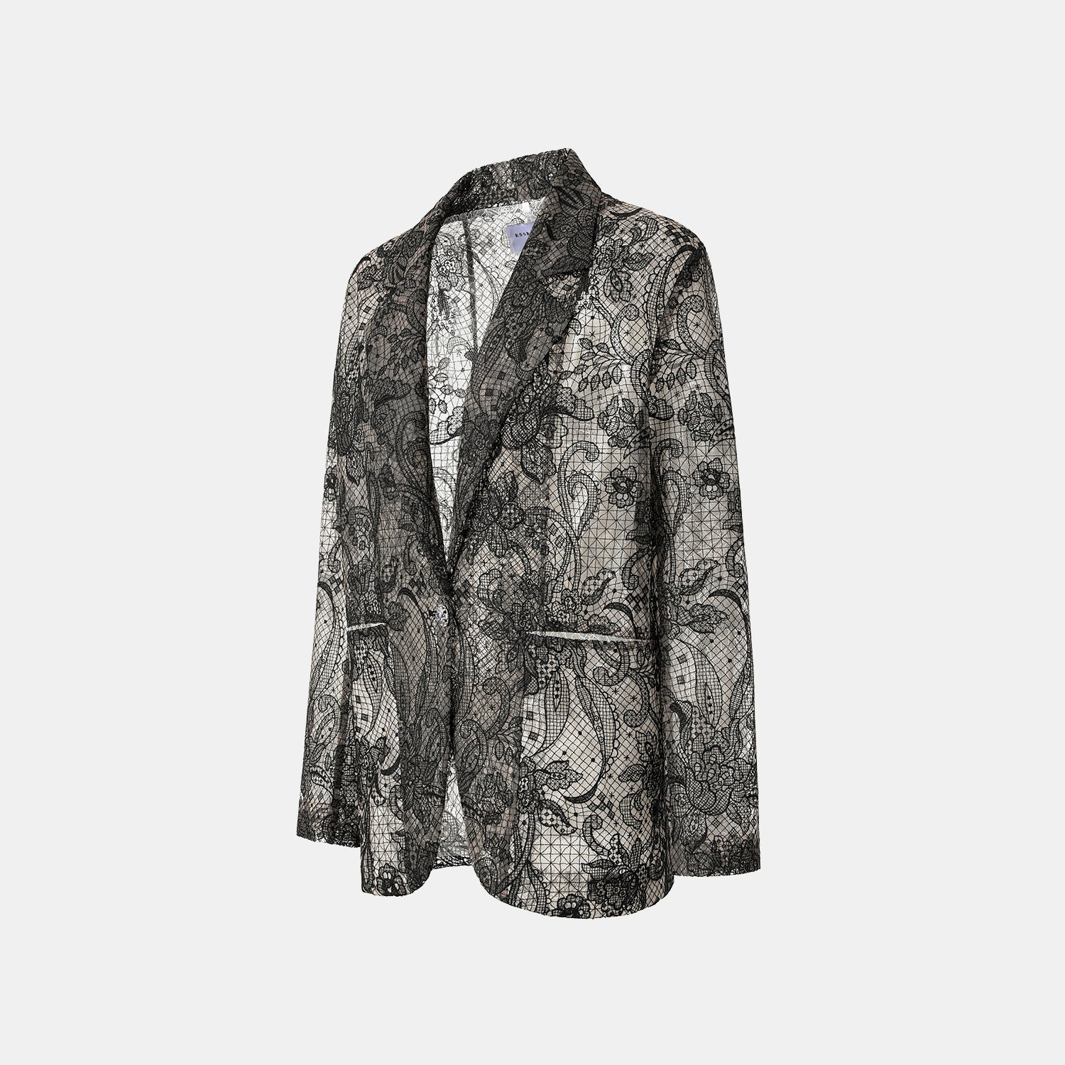 “Weekend At Monaco."鏤雕浮紋織花蕾絲oversized西裝外套—Velvet Noir絲絨夜