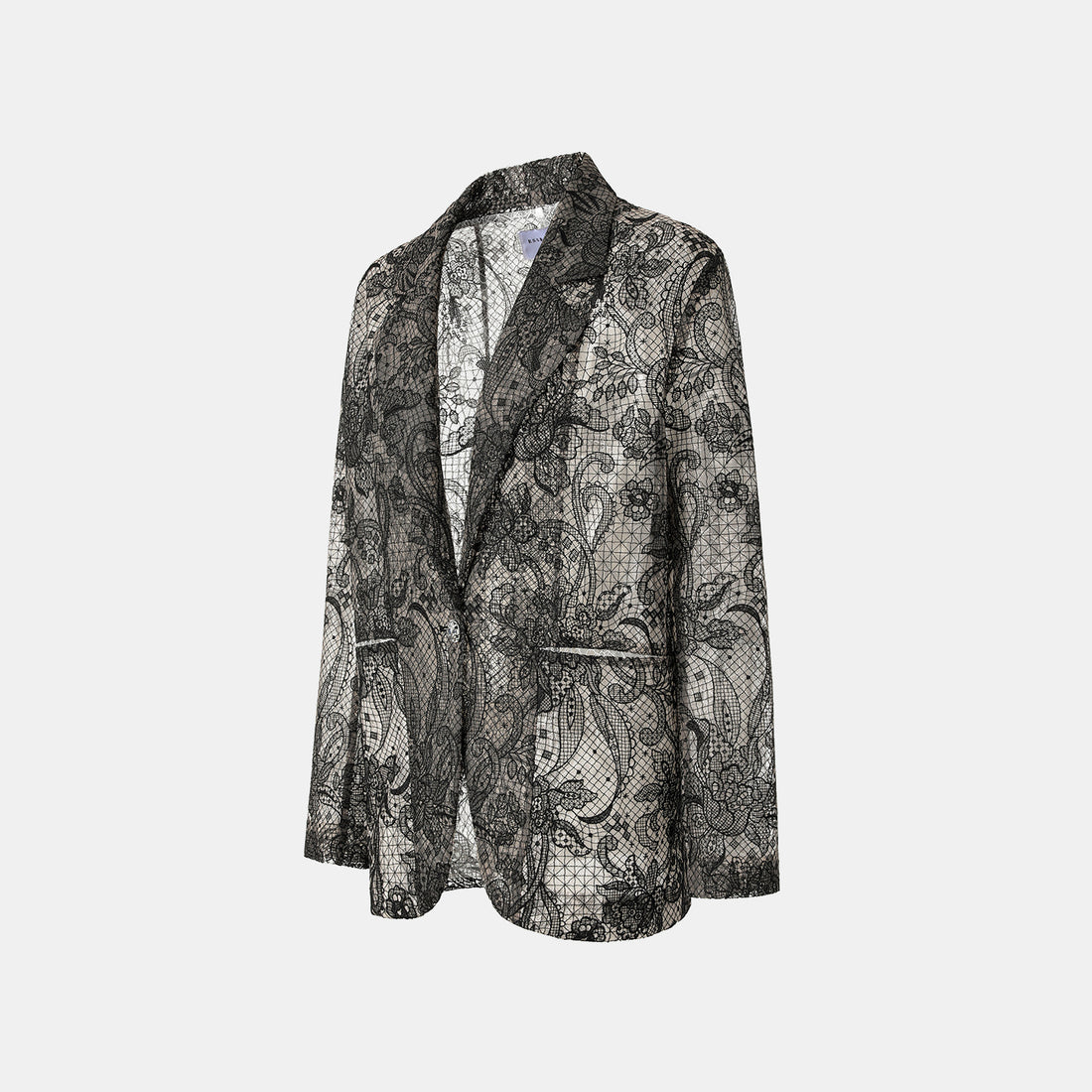 “Weekend At Monaco."鏤雕浮紋織花蕾絲oversized西裝外套—Velvet Noir絲絨夜