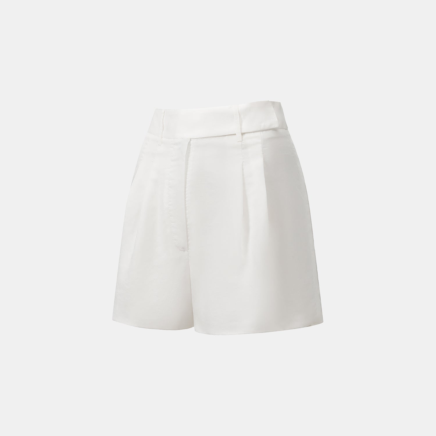 “知性時刻” 天絲緞面雪紡短褲—簡白