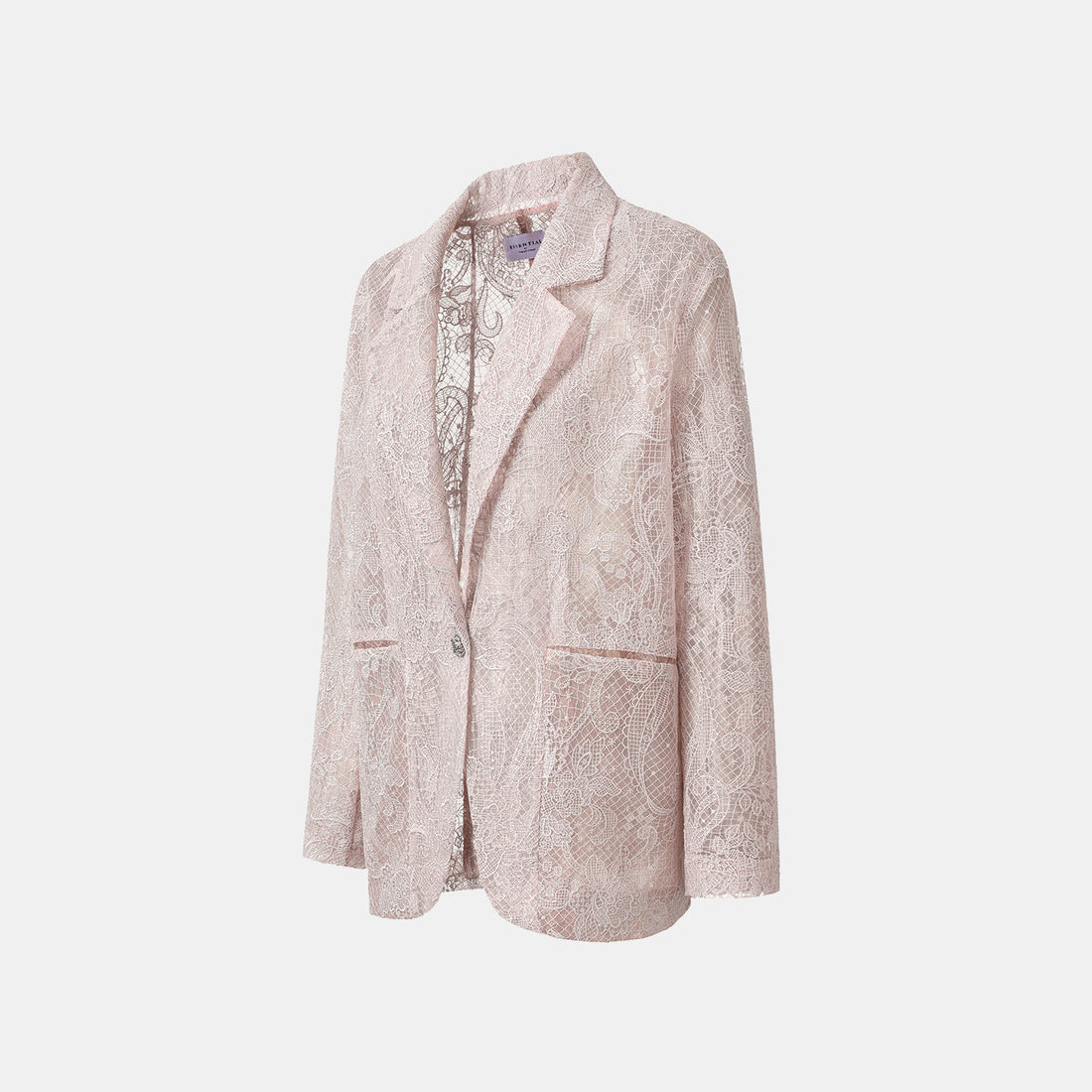 “Weekend At Monaco."鏤雕浮紋織花蕾絲oversized西裝外套—Misty Rose薄霧玫瑰