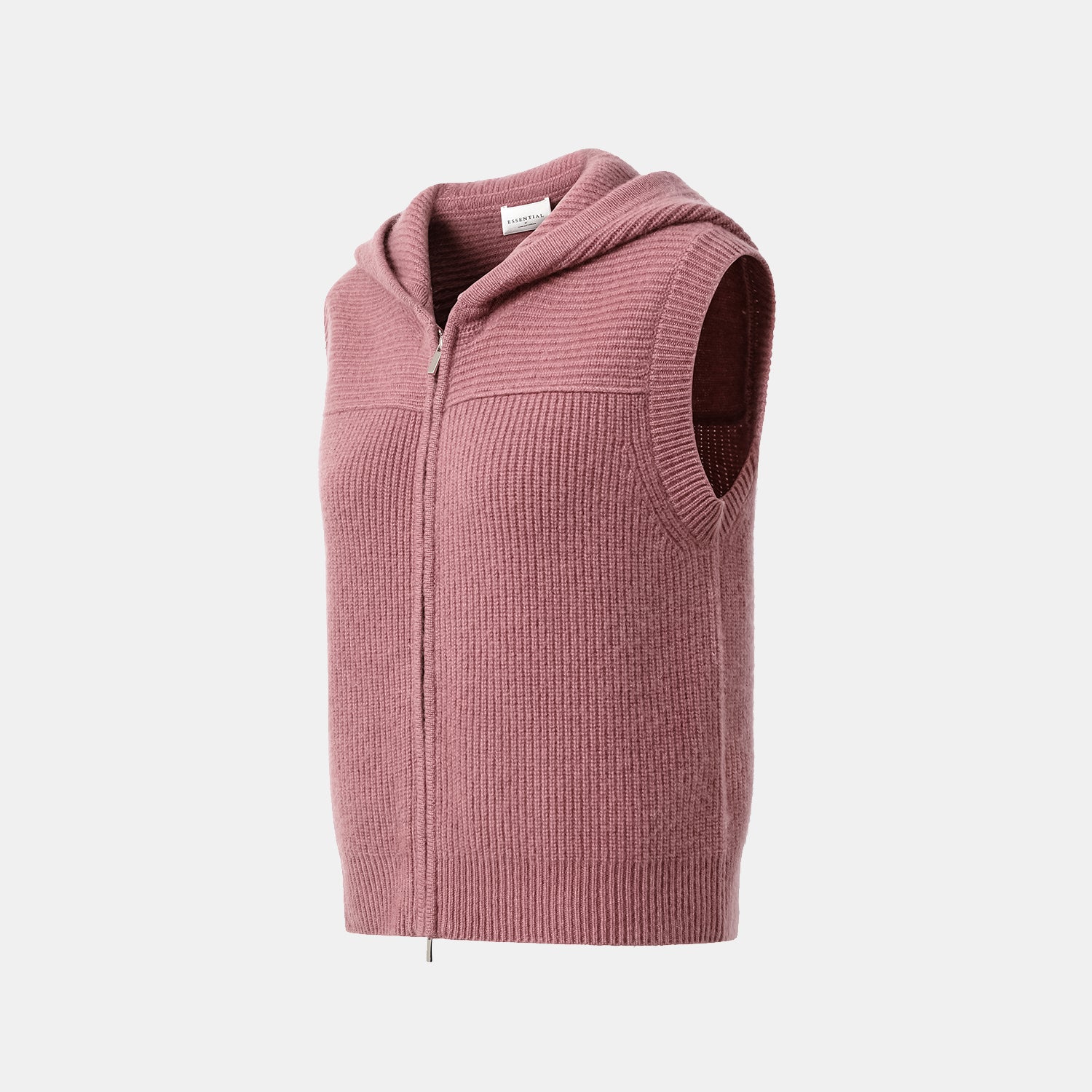 “Winter Diary” 100%Cashmere 連帽拉鏈背心—Strawberry Macaron