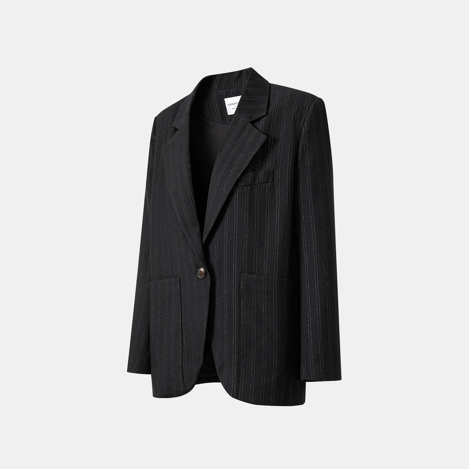 "Speak Sleek." 義大利織金工藝直條oversized西裝外套—Indigo