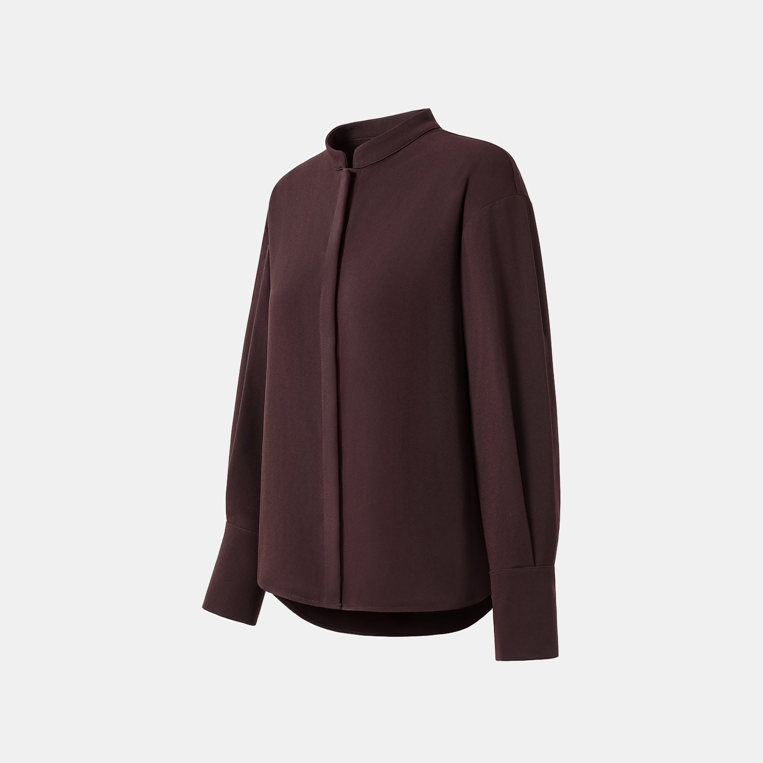 “Daytime Elegance” 肌理醋酸襯衫—皮革咖