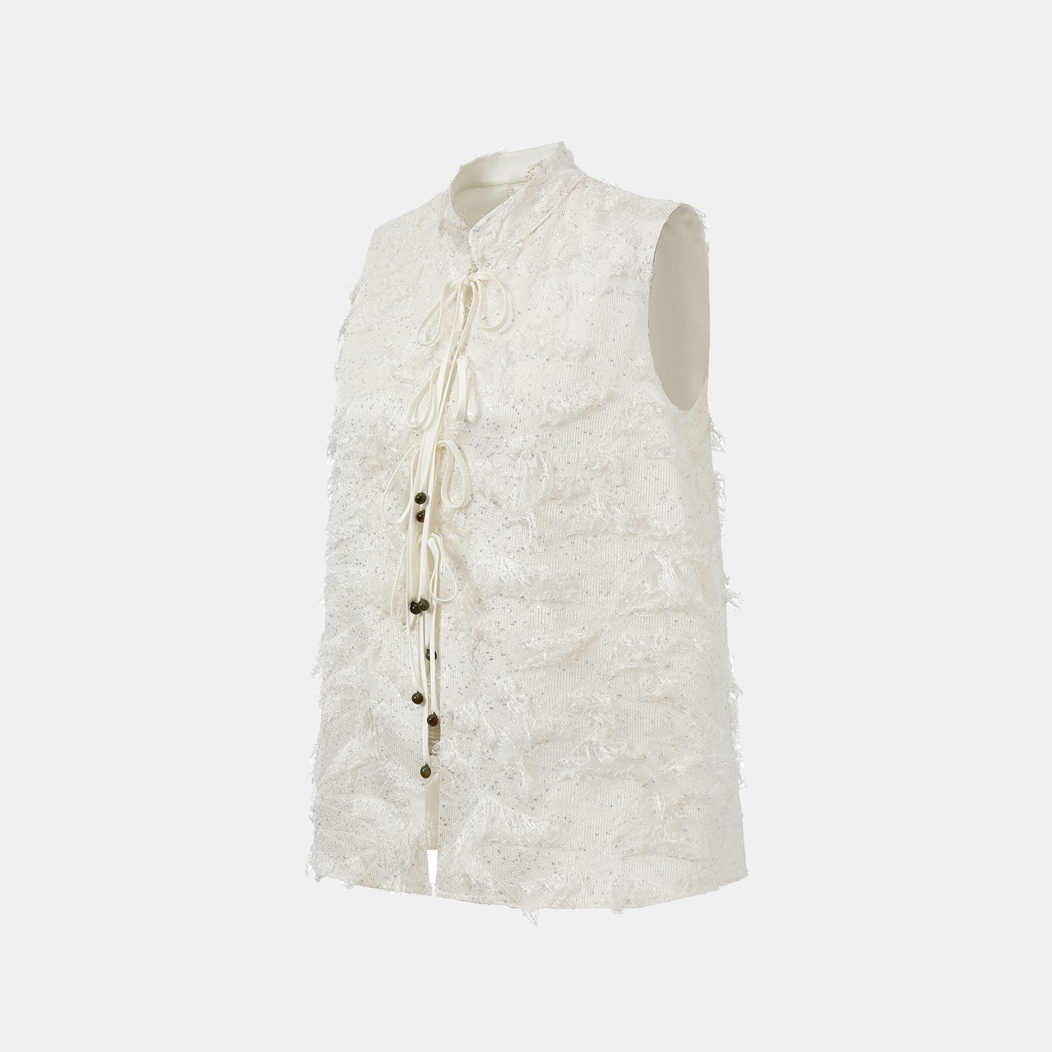 "Imperial Garden Teatime."義大利羽繡流蘇工藝輕國風背心—雲羽