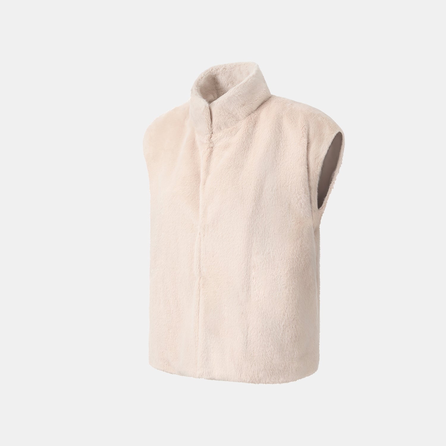 “Imperial Gala” 柔奢霧絨環保皮草國風馬甲外套—Rosy Charm緞杏凝福