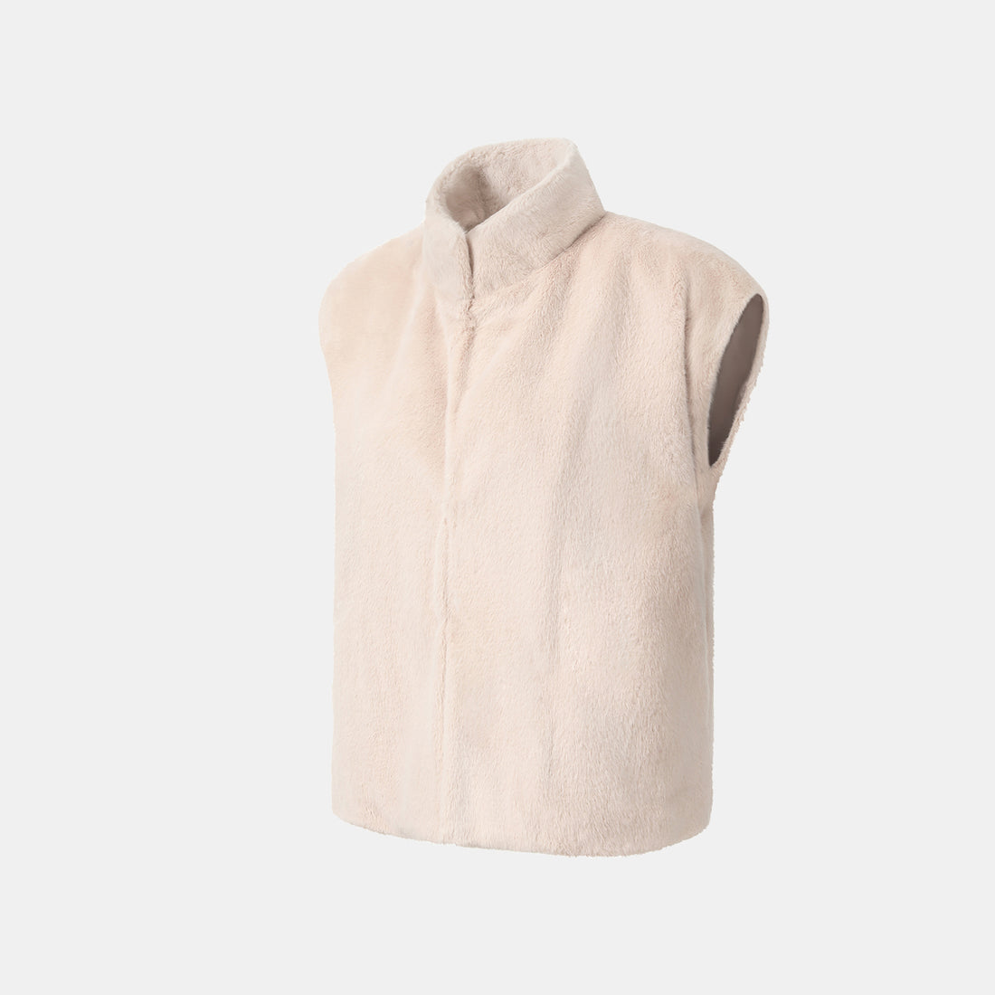 “Imperial Gala” 柔奢霧絨環保皮草國風馬甲外套—Rosy Charm緞杏凝福