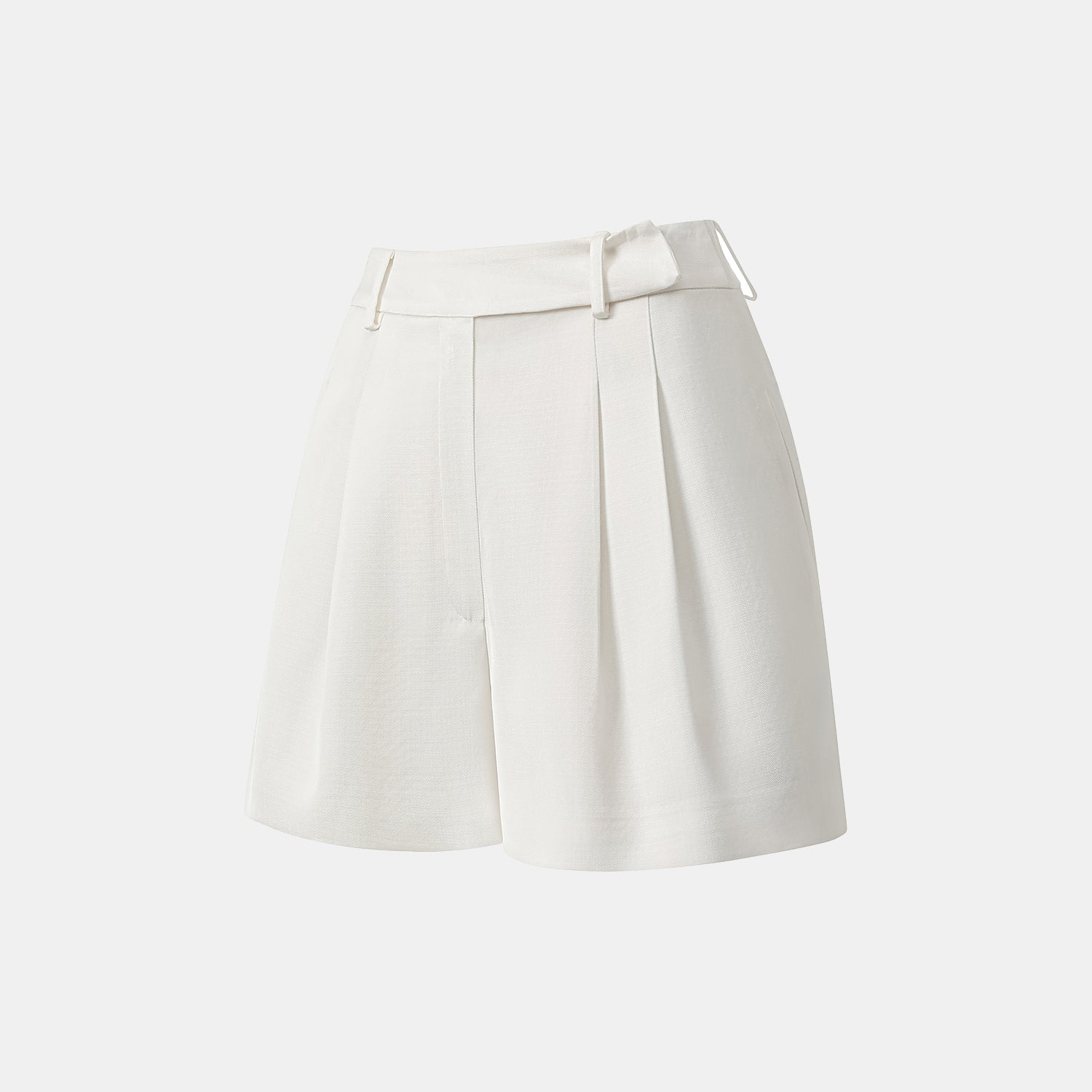 "Speak Sleek" 奢華輕薄麻感肌理醋酸短褲—Ivory
