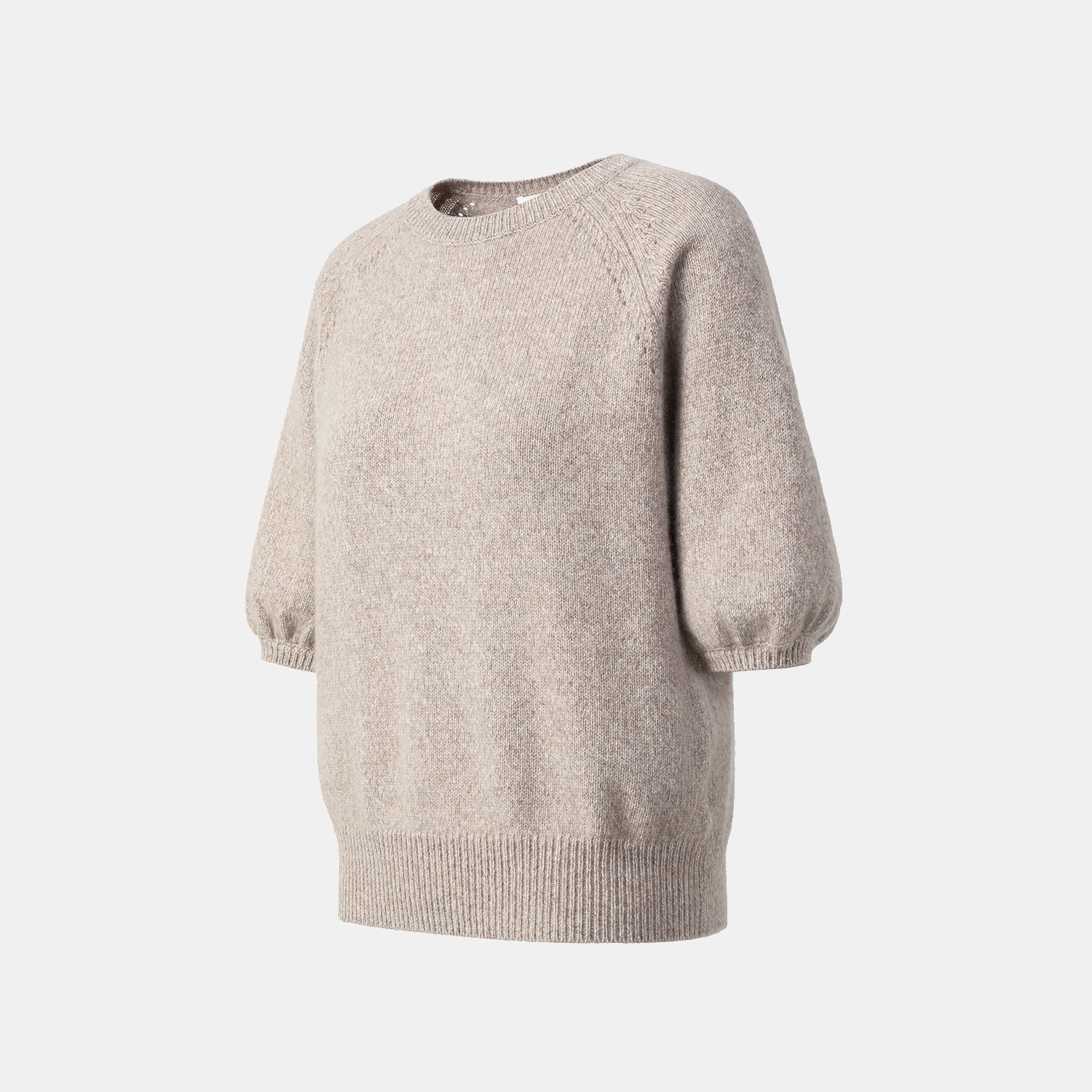 "Winter Diary" 100% Cashmere 粗針五分袖上衣—Taupe Swirl