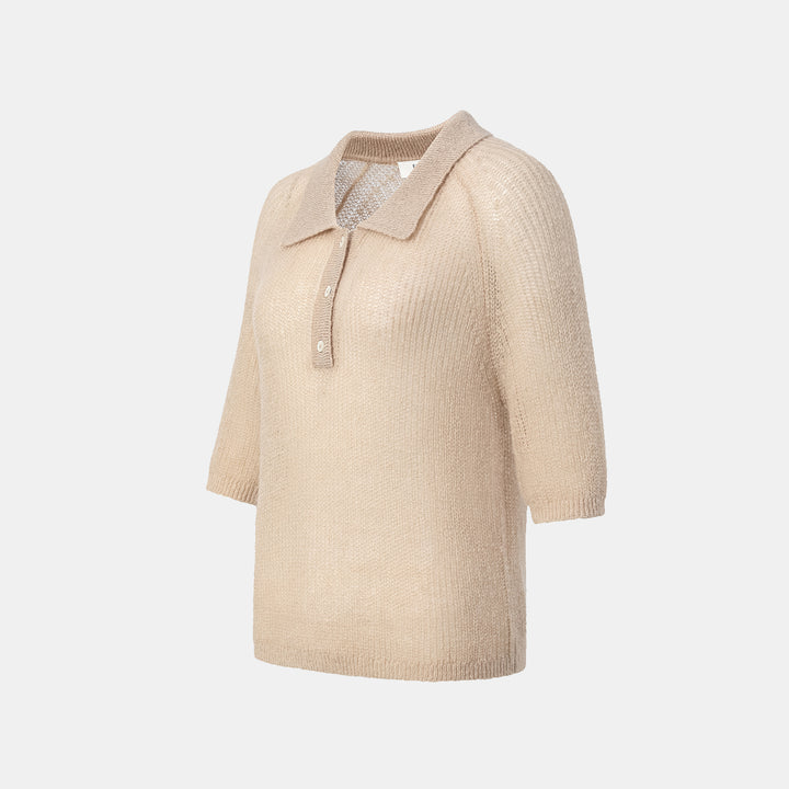 Autumn Diary Superfine Knit 3/4 Sleeve Top — Light Camel 