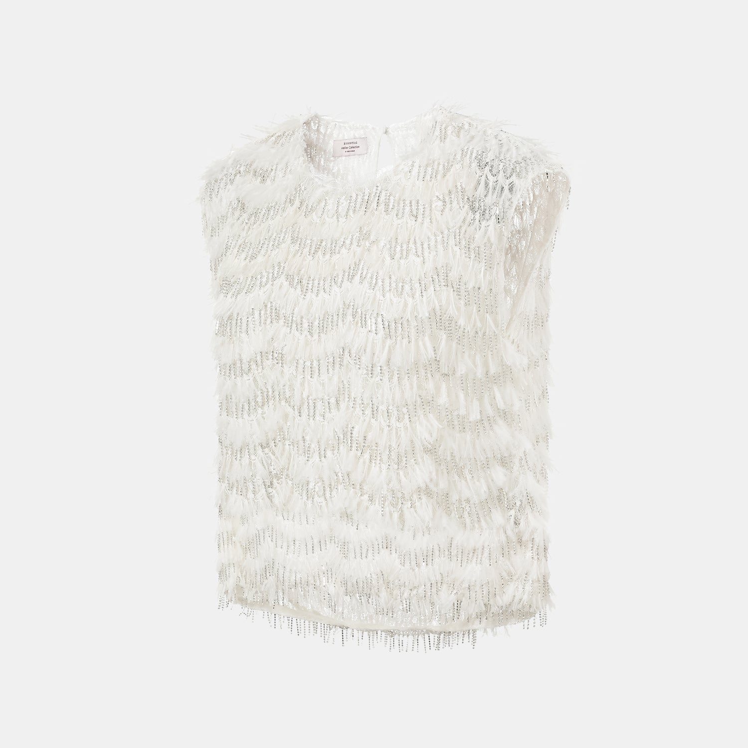 “Quiet Mastery.” 法國高級訂製等級奢華手工羽鑽流蘇蕾絲背心— Mangata月光之路