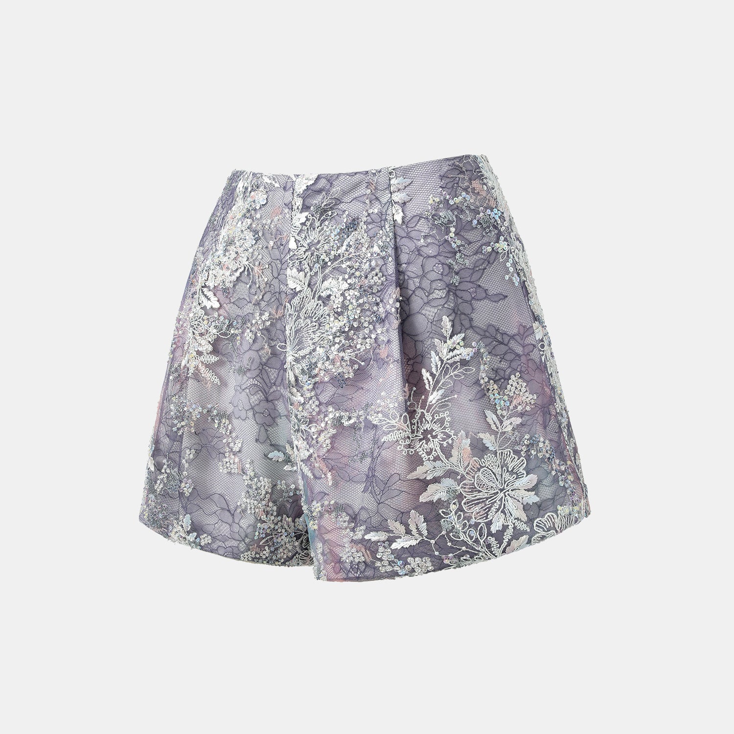 "Imperial Garden Teatime"緞染繡霞奢華珠繡輕國風蕾絲短褲—Nocturne Bloom凝夜浮香