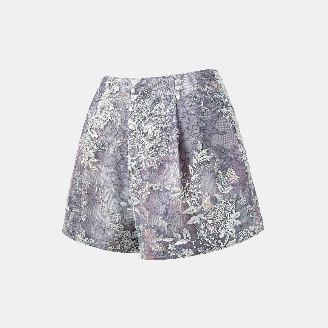 "Imperial Garden Teatime"緞染繡霞奢華珠繡輕國風蕾絲短褲—Nocturne Bloom凝夜浮香