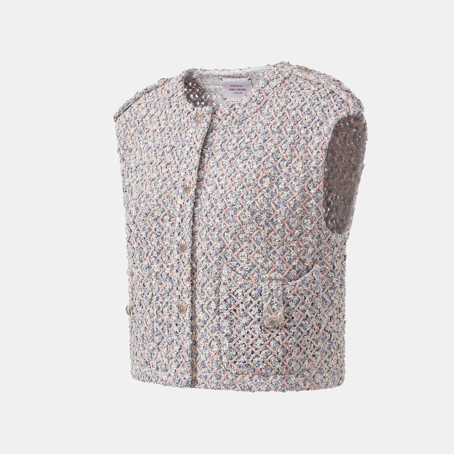 “Sloane Ave."法國高級訂製蕾絲勾織花呢馬甲背心 —Dreaming Pond莫內睡蓮・夢池