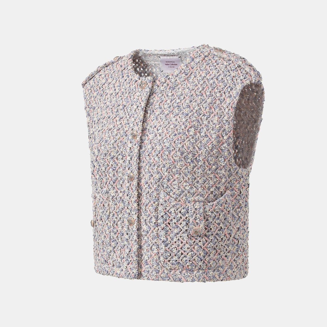 “Sloane Ave."法國高級訂製蕾絲勾織花呢馬甲背心 —Dreaming Pond莫內睡蓮・夢池