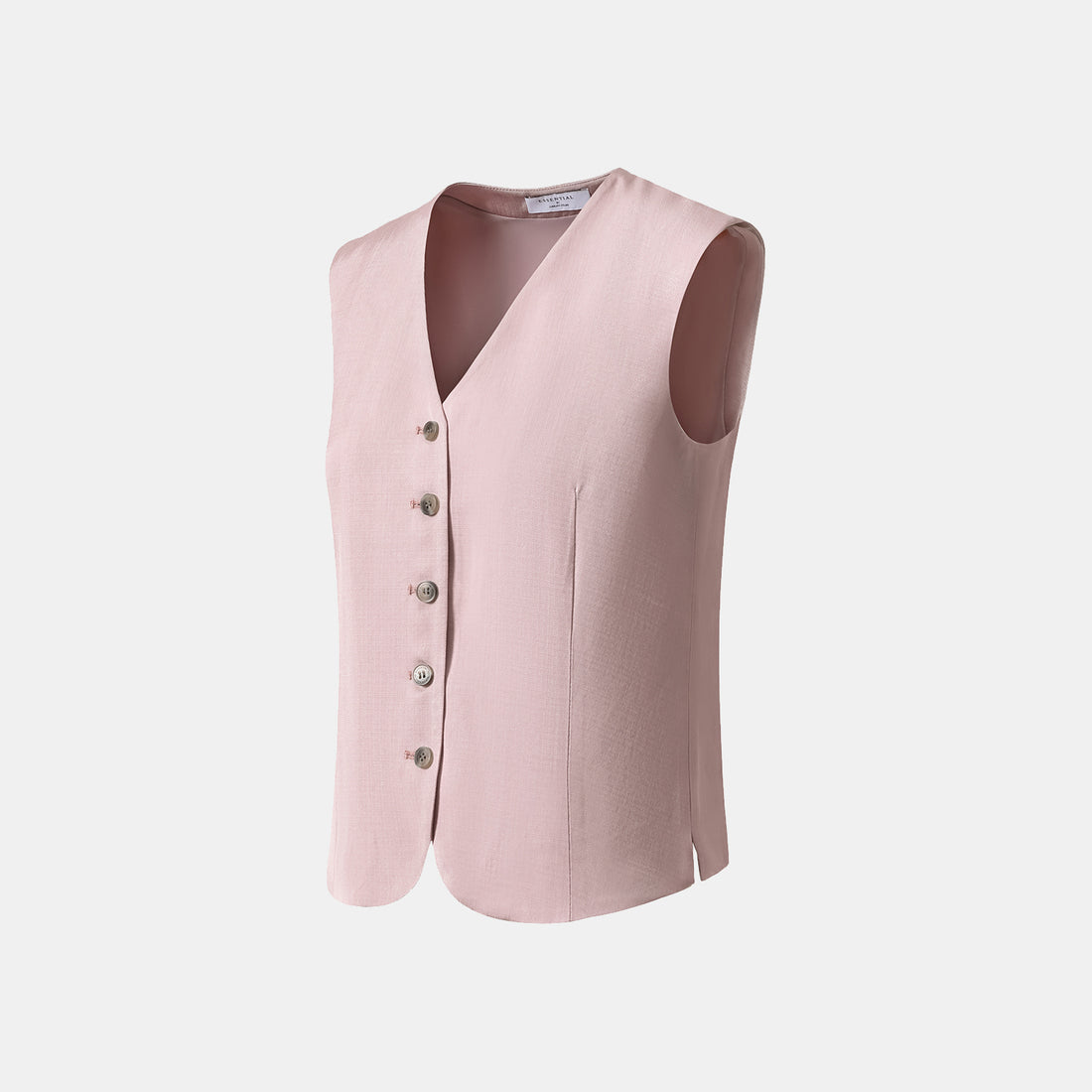 "Speak Sleek" 奢華輕薄麻感肌理醋酸綁帶西裝馬甲背心—Pink