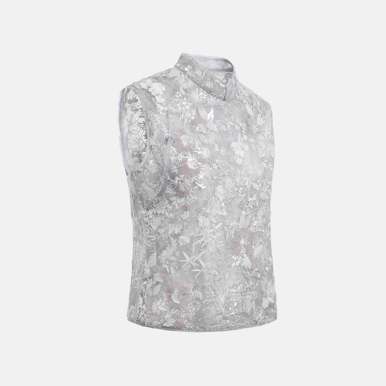 "Imperial Garden Teatime"點景白描奢華珠繡蕾絲輕國風上衣—Woven Breeze聽風絮