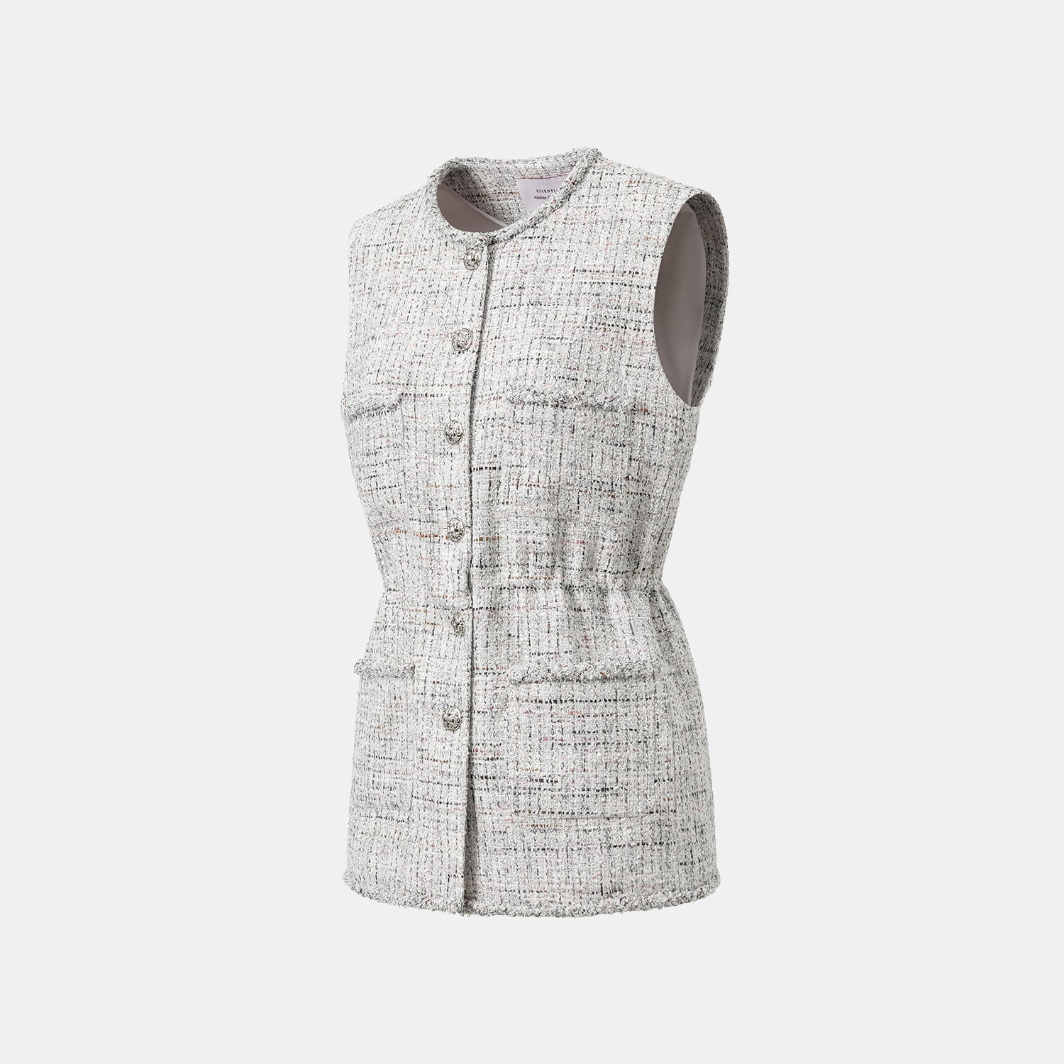 “Weekend at Monaco” 義大利頂級花紗輕薄花呢收腰馬甲背心—Opaline Dust