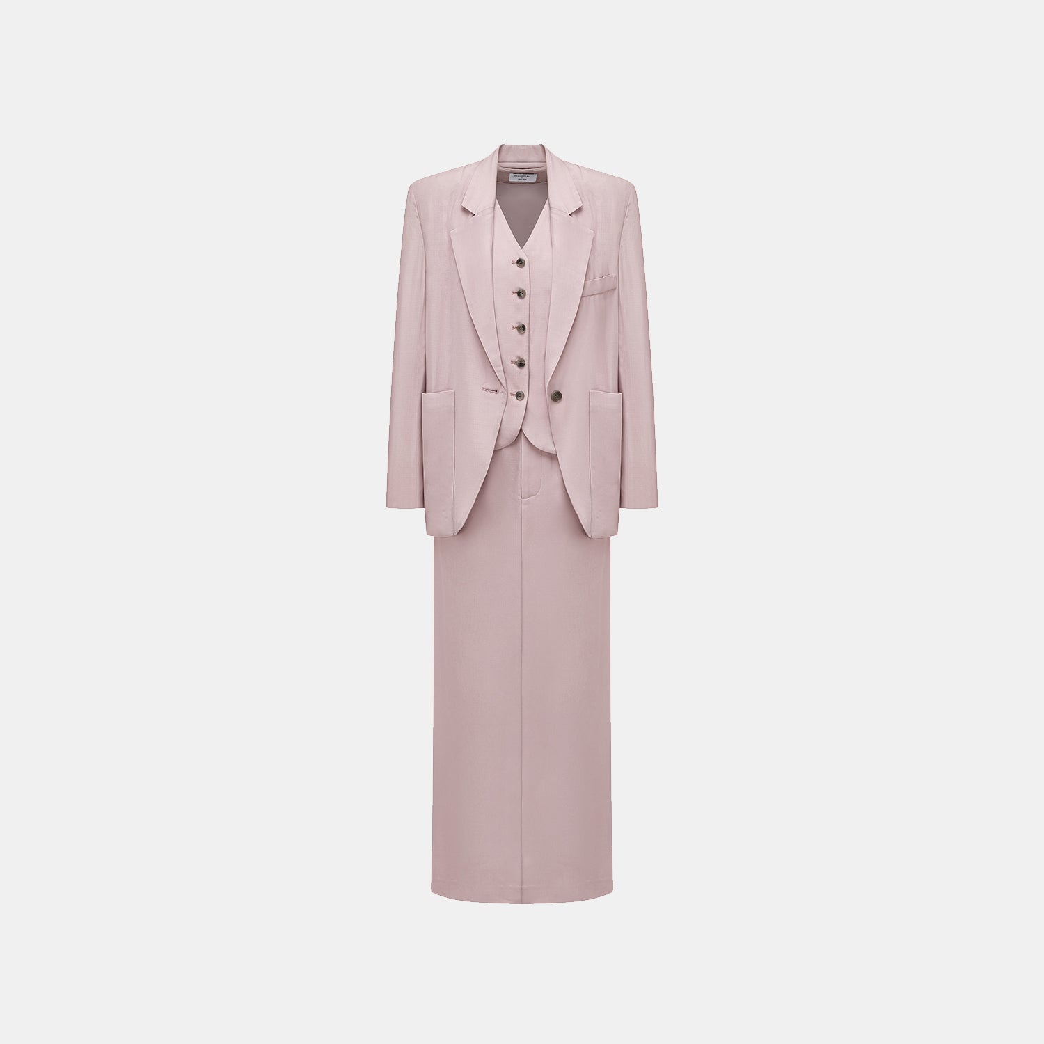 "Speak Sleek" 奢華輕薄麻感肌理醋酸Oversized西裝外套—Pink