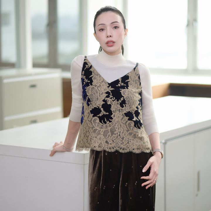 “Quiet Mastery”法國高級訂製藤花蕾絲絲絨背心—Grand Manor古典莊園