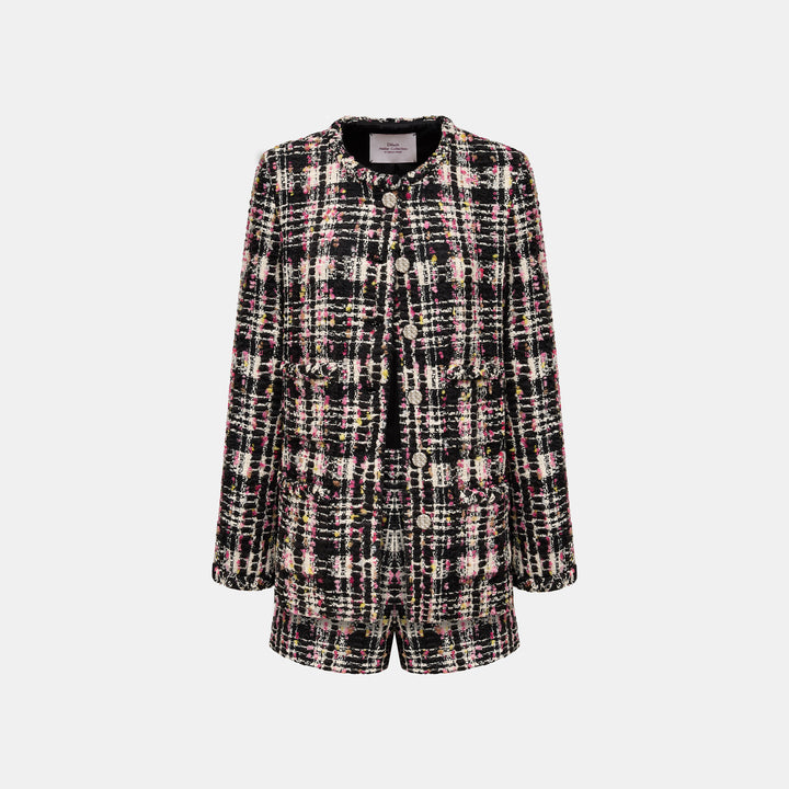 “Chelsea tea time.”法國彩線點絮花呢經典No.6外套—Night Voyage午夜天際