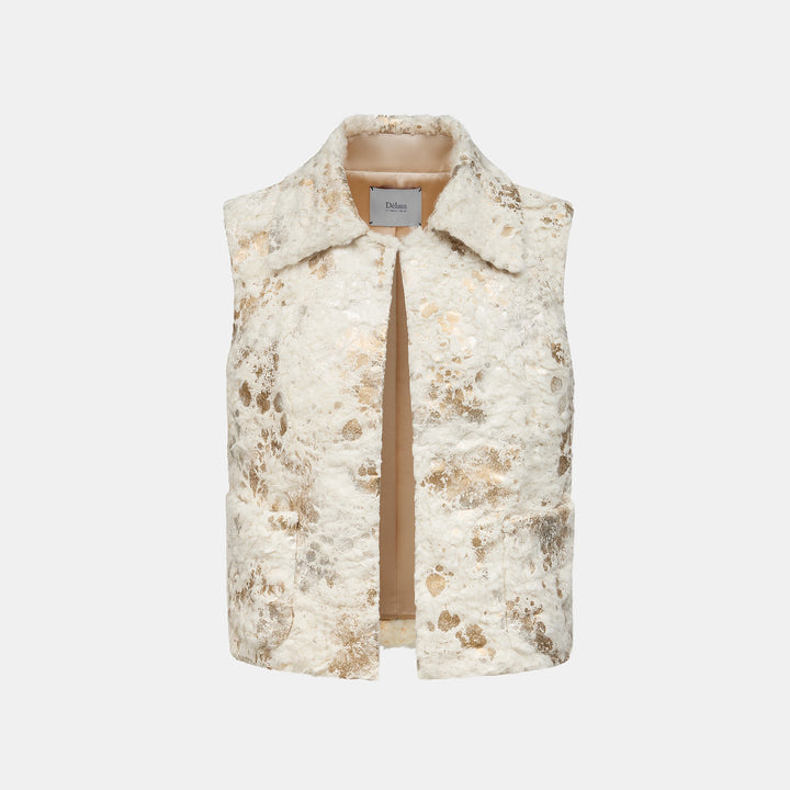 "Imperial Garden Teatime."義大利蓬圈雲絨箔飾馬甲背心—Moon Haze清霜醉月