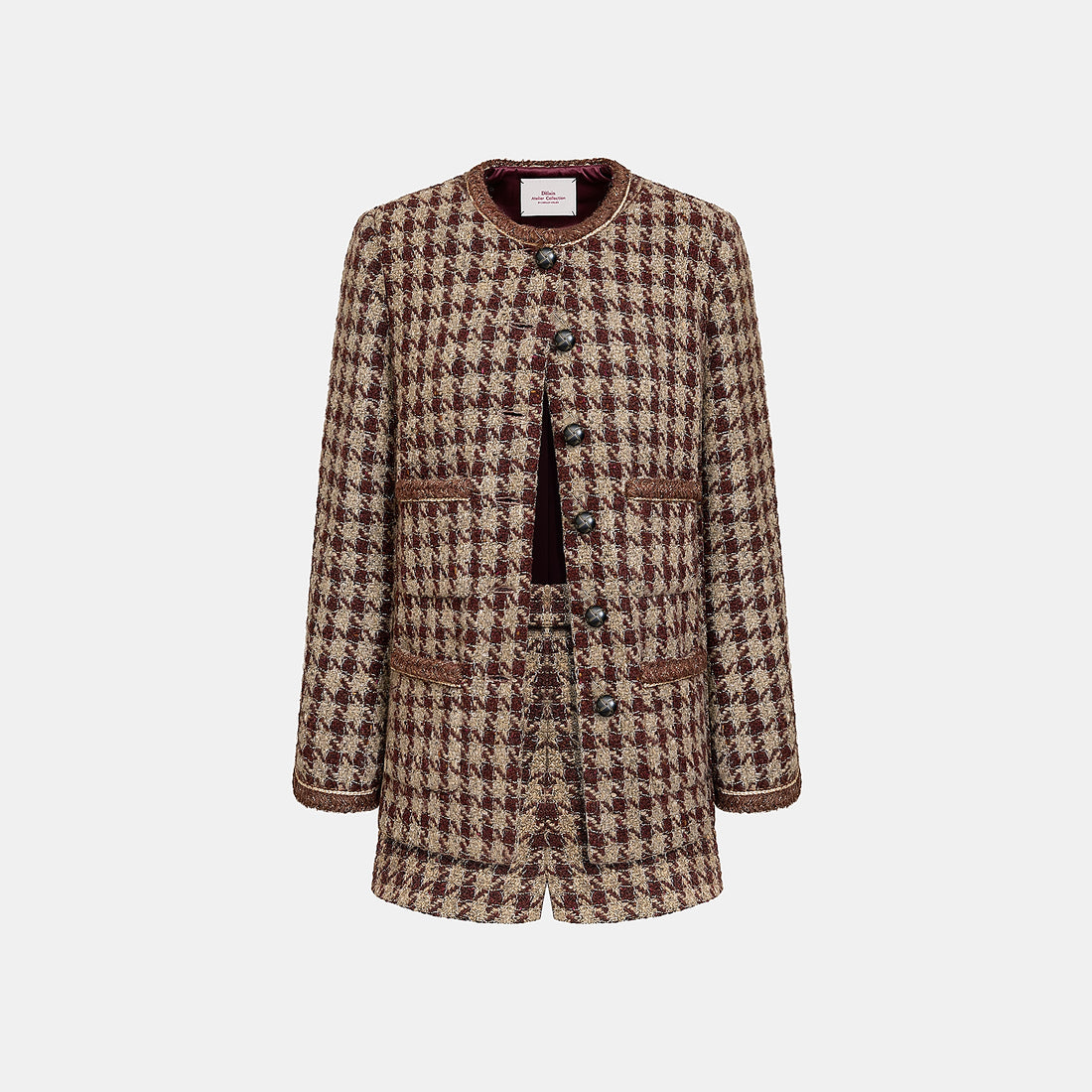 "Sloane Ave."義大利頂級羊毛縷金格織千鳥格經典No.6花呢外套—Palazzo Pour舊城暖夜