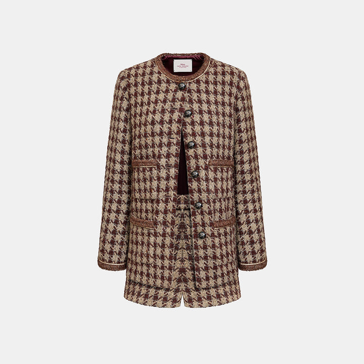 "Sloane Ave."義大利頂級羊毛縷金格織千鳥格經典No.6花呢外套—Palazzo Pour舊城暖夜