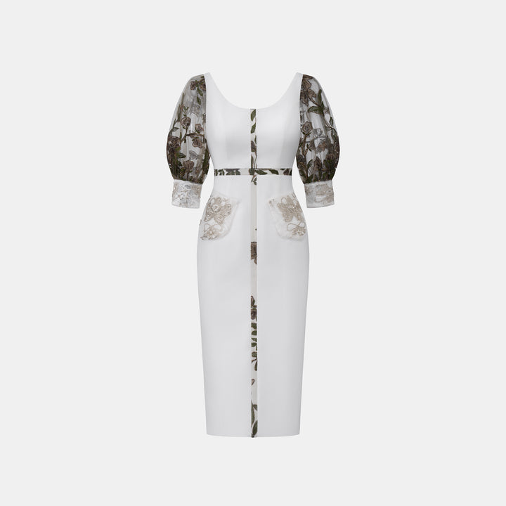 “Arcade of CherJoy Atelier”法國高級訂製蕾絲拼接立體剪裁洋裝—Morning Veil 白境晨露，商品展示圖 5