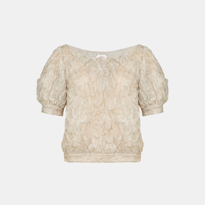 “Gallery Hours” 義大利真絲立體藝術面料上衣—Pearl Mist珍珠之霧