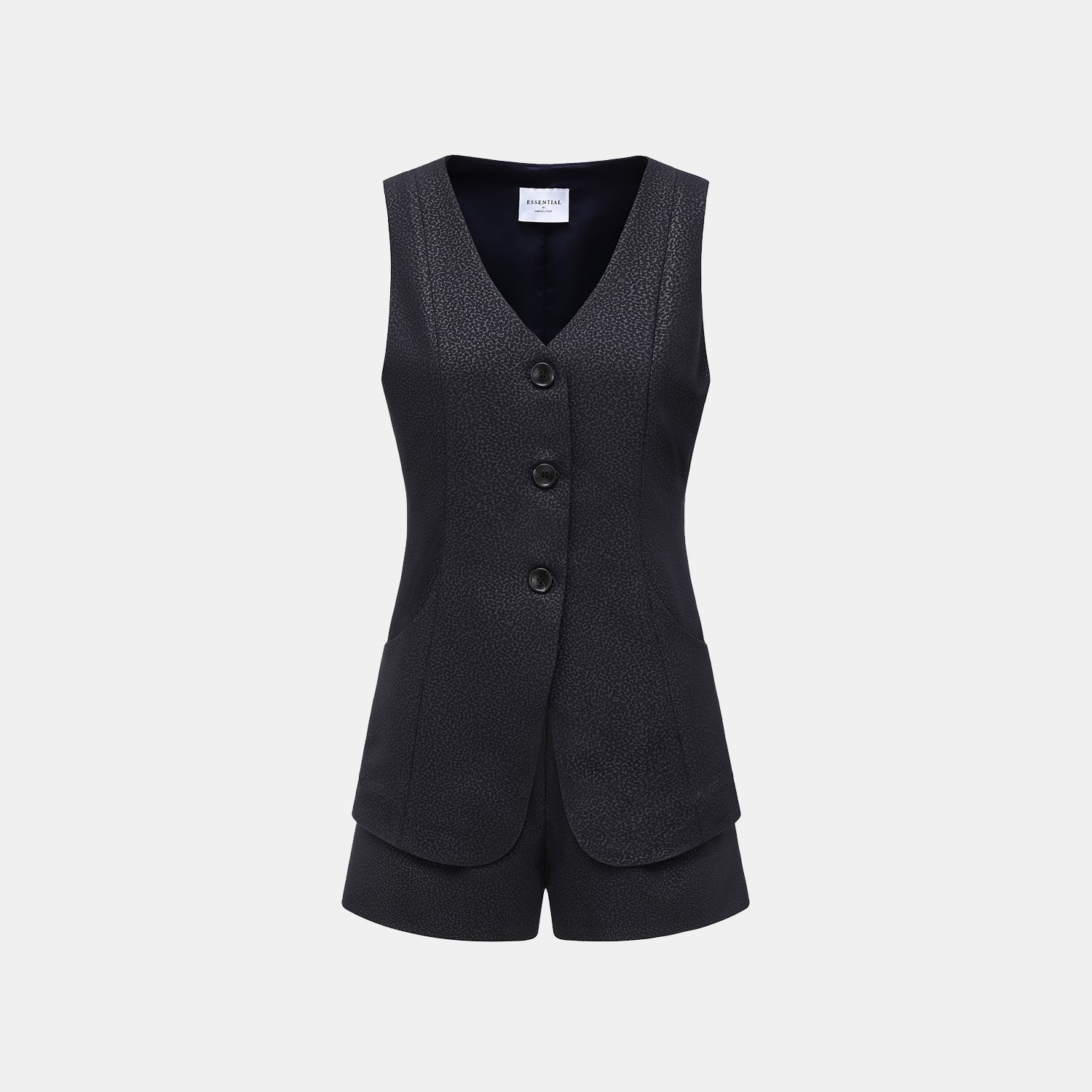 "Speak Sleek" 奢華特殊岩紋肌理西裝馬甲背心—Dark Mirage隱曜