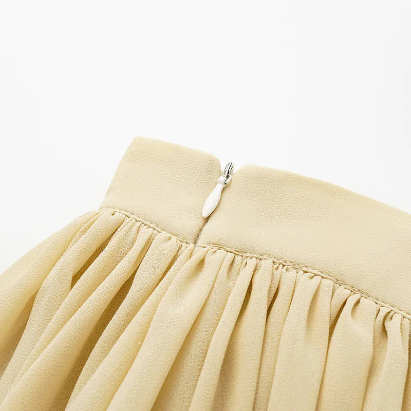 “Easy-Go Chic”  雪紡超大百褶不規則裙 — 沙色