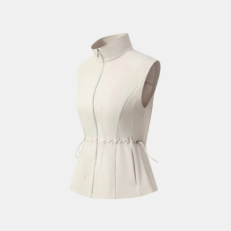 “Essential Golf Collection” 高科技防曬(UV 50+)面料拉鍊收腰背心 — 灰白