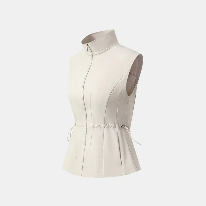 “Essential Golf Collection” 高科技防曬(UV 50+)面料拉鍊收腰背心 — 灰白