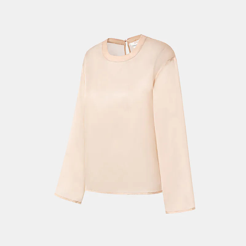 'Easy-Go Chic' silk organza oversized top — Nude 