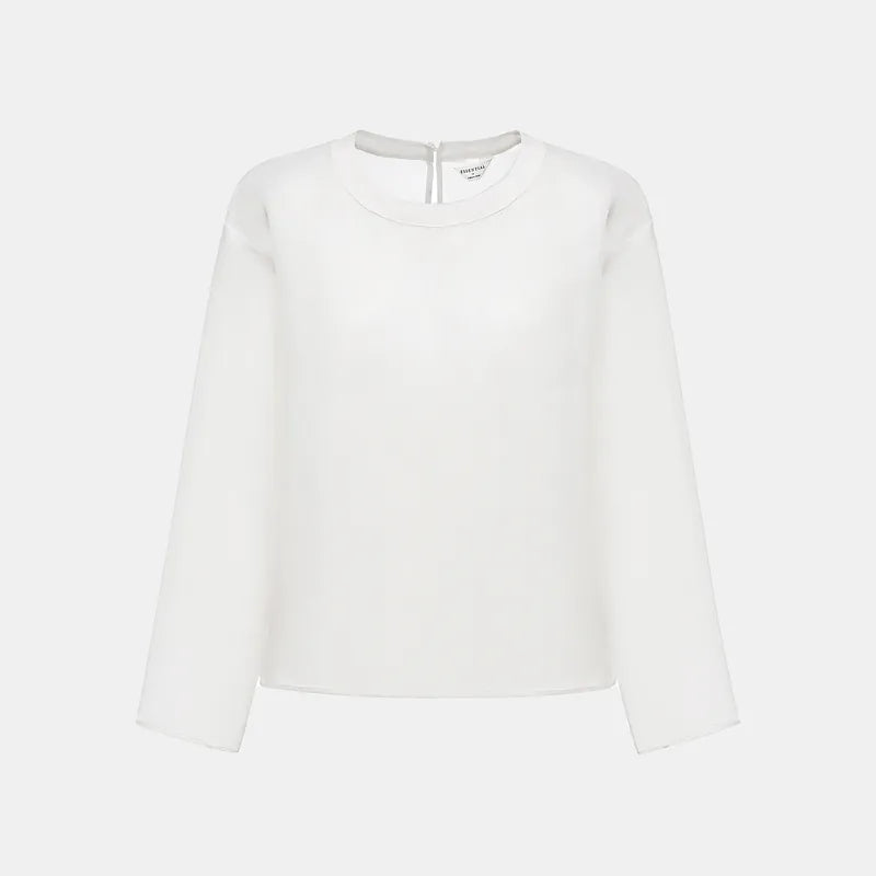 "Easy-Go Chic" silk organza oversized top — White 