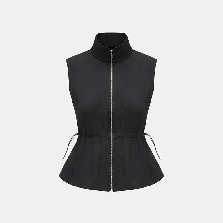 “Essential Golf Collection” 高科技防曬(UV 50+)面料拉鍊收腰背心 — 黑