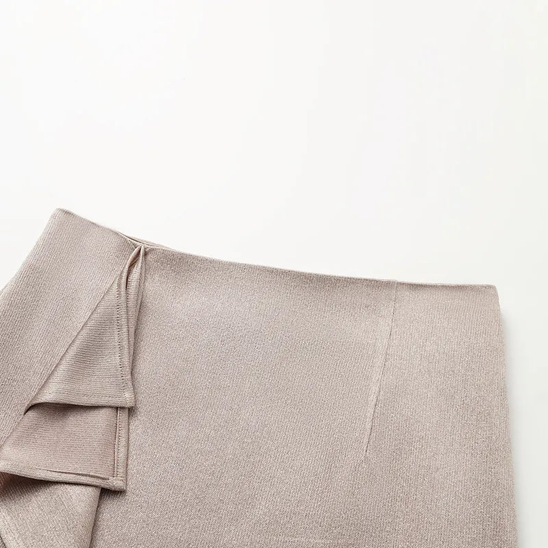 “Easy Go Chic” 醋酸針織面料特殊剪裁鉛筆裙 — 咖啡