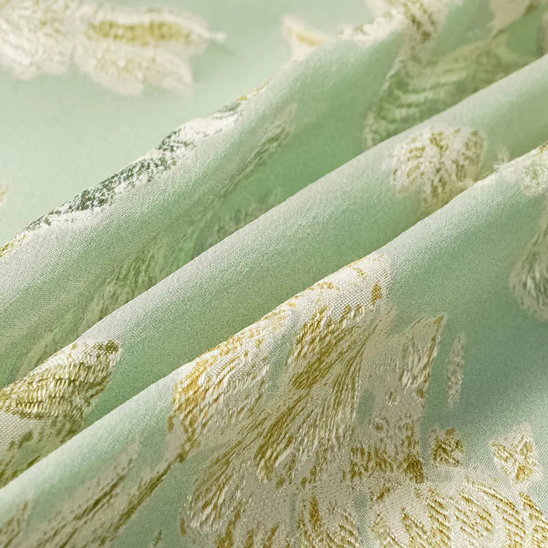 "Imperial Garden Teatime" Silk Brocade Embroidered Chinese Vest - Mint Green 