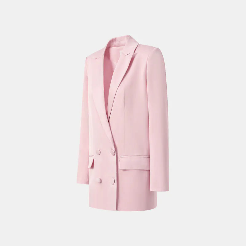 "British Elegance" Oversized Suit Jacket - Cherry Blossom Pink