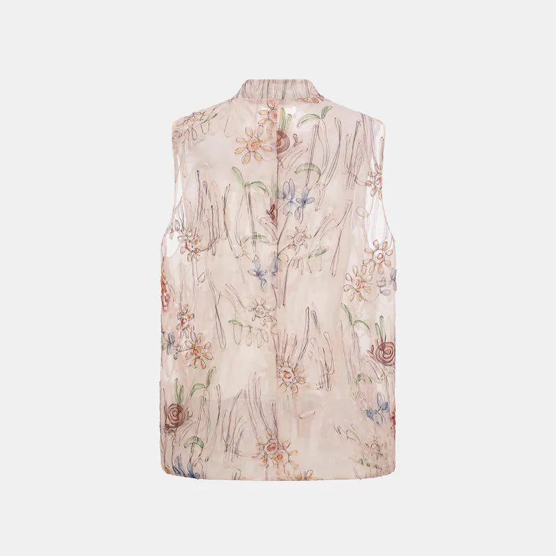 "Gallery Hours" Italian 3D painted lace vest 