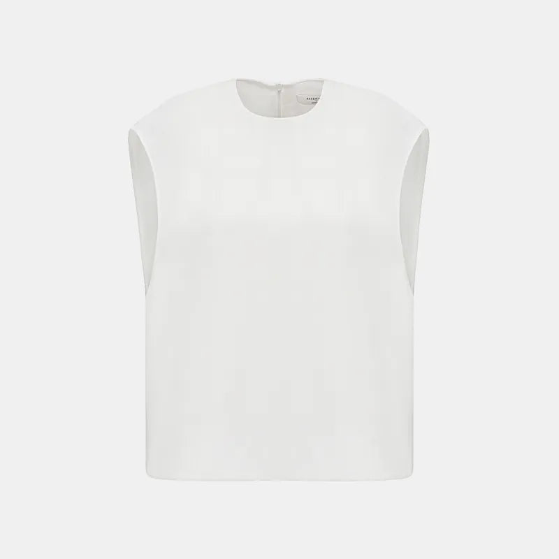 "Easy-Go Chic" Chiffon Tank Top — White 